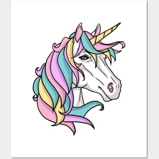 Pastel Rainbow Unicorn Posters and Art